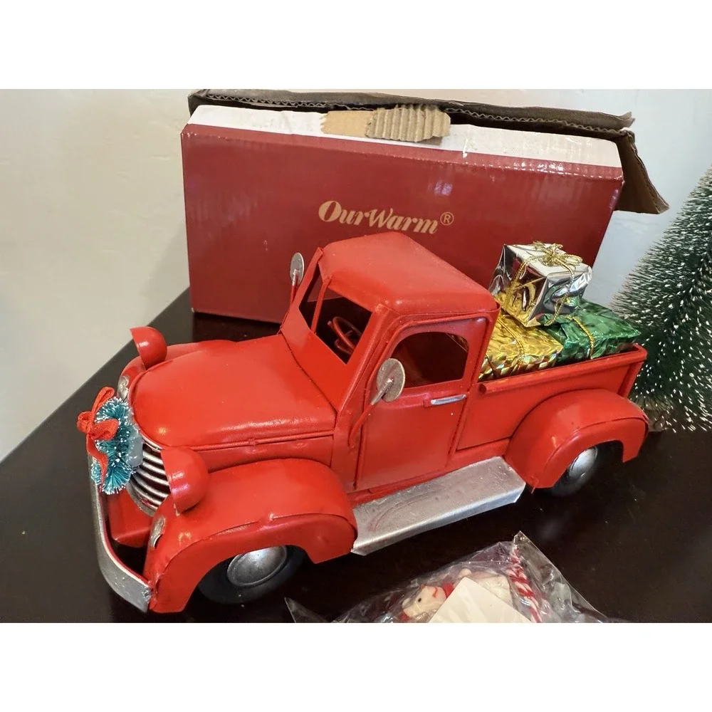 Christmas Vintage Red Truck Decor Pickup Truck In Original Box